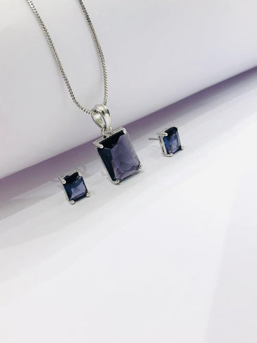 Purple Square Pendant Set